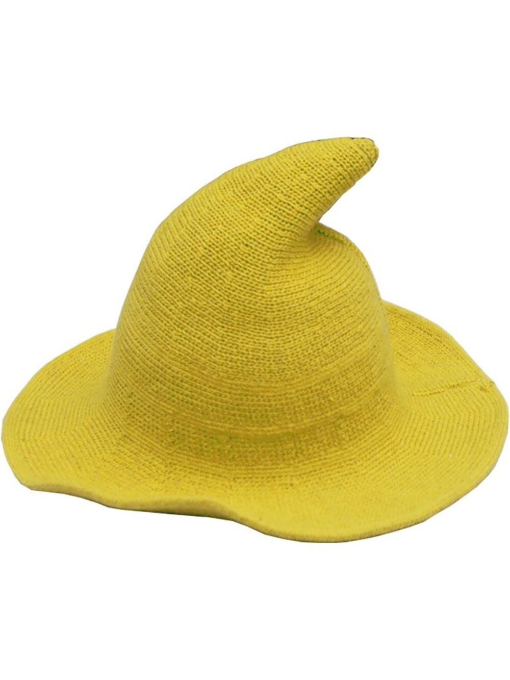 🎃Kid's Wool Witch Hat Wide Brim Spire Knitted Cap Yellow Halloween Party Decor